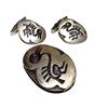 Image 1 : Vintage HOPI Overlay Cuff Links Tie Clip Set Signed