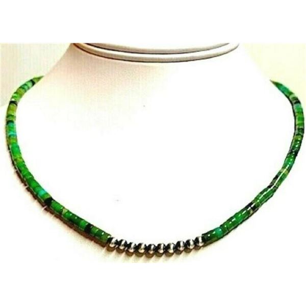 Navajo Rolled Turquoise Heishi Choker Necklace & Navajo