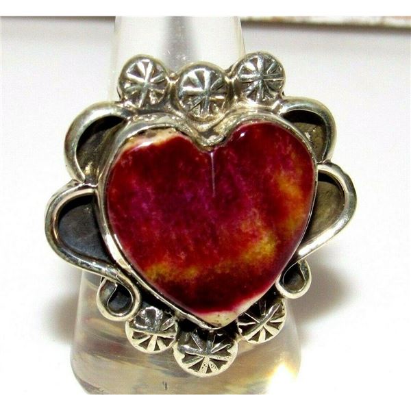Navajo Purple Spiny Oyster Heart Ring Adjustable