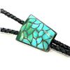 Image 1 : VTG Zuni Bolo Tie Turquoise Fish Scale Inlay Design