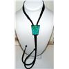 Image 3 : VTG Zuni Bolo Tie Turquoise Fish Scale Inlay Design