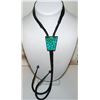 Image 5 : VTG Zuni Bolo Tie Turquoise Fish Scale Inlay Design