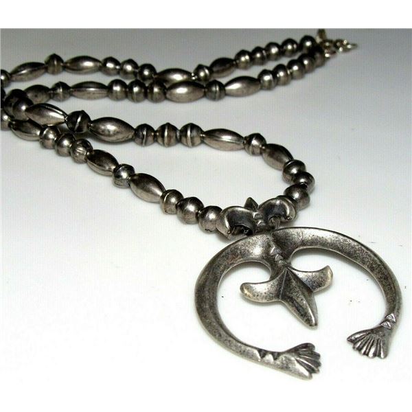 Navajo Pearls Necklace & Sand Cast Naja Squash Blossom