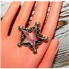 Image 4 : Navajo Spiny Oyster Star Ring Adjustable Size Sterling