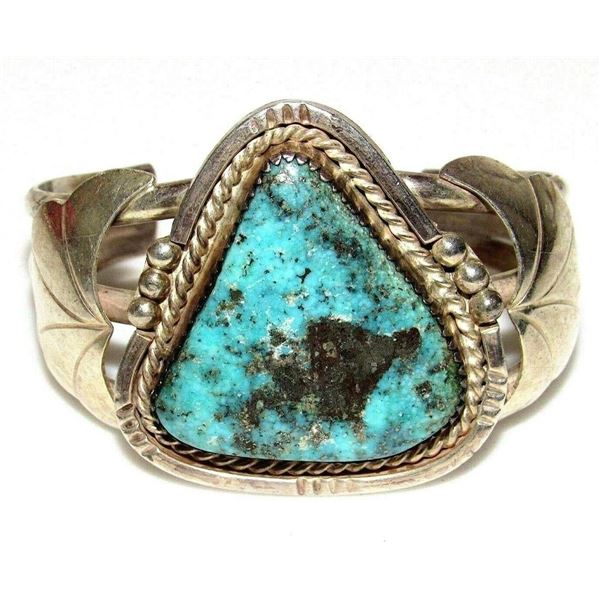 VTG Massive Navajo Kingman Turquoise Cuff Bracelet