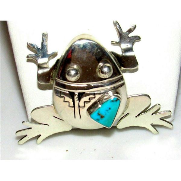 Navajo Frog Pendant Sterling Turquoise Bennie Ration