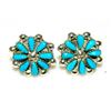 Image 1 : Small Navajo Turquoise Cluster Post Earrings Sterling