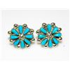 Image 4 : Small Navajo Turquoise Cluster Post Earrings Sterling