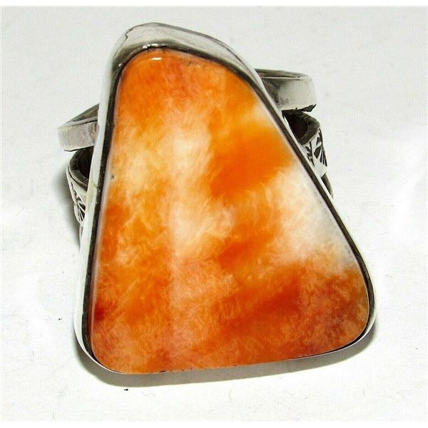 Native American Orange Spiny Oyster Ring Sz 9 San