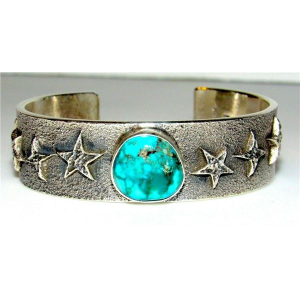 Navajo Gem Grade Royston Tufa Cast Sterling Stars Cuff