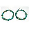 Image 2 : Navajo Turquoise Hoop Earrings Sterling Silver Native