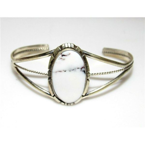 Navajo White Buffalo Bracelet Sterling Silver Native