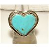Image 2 : Navajo Dry Creek Turquoise Heart Ring Sz 8 Sterling