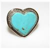 Image 3 : Navajo Dry Creek Turquoise Heart Ring Sz 8 Sterling