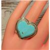 Image 7 : Navajo Dry Creek Turquoise Heart Ring Sz 8 Sterling