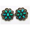 Image 1 : VTG Navajo Turquoise Cluster Clip On Earrings Sterling