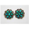 Image 3 : VTG Navajo Turquoise Cluster Clip On Earrings Sterling