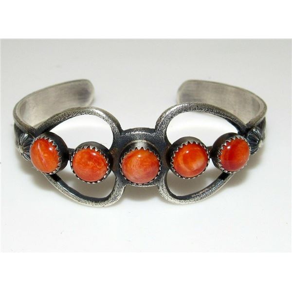 Navajo Orange Spiny Tufa Cast Sterling Silver Heart