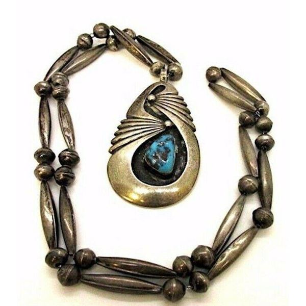 Vintage Navajo Pearls Necklace Kingman Turquoise