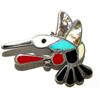 Image 1 : Zuni Hummingbird Pin Pendant Sterling Turquoise Coral