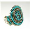 Image 3 : Navajo Sand Cast Silver Golden Hills Turquoise Cuff