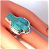 Image 3 : Navajo Turquoise Cactus Ring Size 9 Sterling Silver