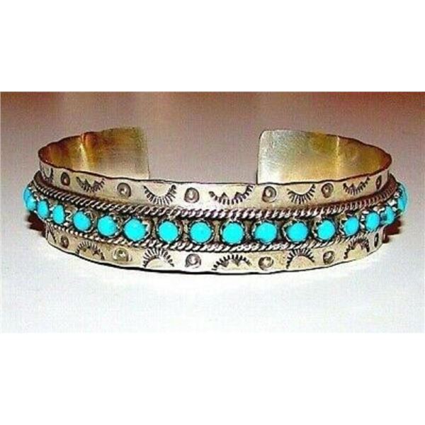 Zuni Sterling Sleeping Beauty Mine Snake Eye Turquoise