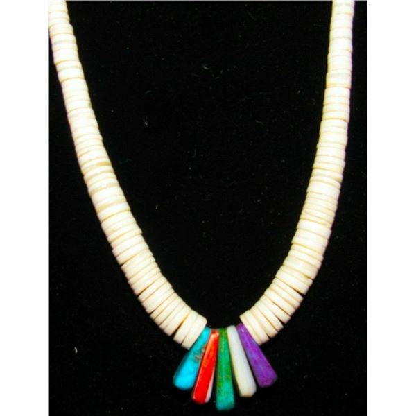Santo Domingo Heishi Necklace Lupe Lovato White Shell