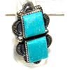 Image 2 : Navajo Double Turquoise Adjustable Ring Sterling Silver