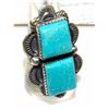 Image 3 : Navajo Double Turquoise Adjustable Ring Sterling Silver