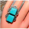 Image 4 : Navajo Double Turquoise Adjustable Ring Sterling Silver