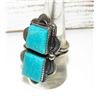 Image 8 : Navajo Double Turquoise Adjustable Ring Sterling Silver