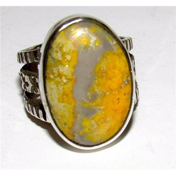 Native American Bumblebee Jasper Ring Sz 10 Signed