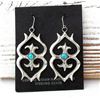 Image 2 : Navajo Sand Cast Earrings Turquoise Sterling Dangle