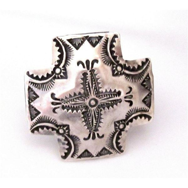 Navajo Vince Platero Concho Cross Adjustable Ring
