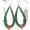 Image 4 : Santo Domingo Turquoise Heshi Earrings Orange Spiny