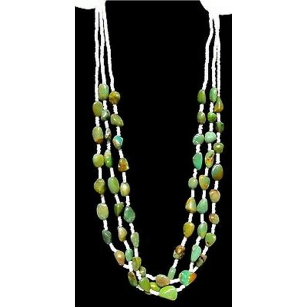 Navajo Green Turquoise White Shell Multi Strand Heishi