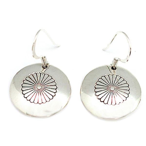 Navajo Flat Pillow Beads Stamped Dangle Earrings