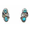 Image 1 : Navajo Kingman Turquoise Post Earrings Sterling Silver