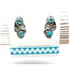 Image 2 : Navajo Kingman Turquoise Post Earrings Sterling Silver