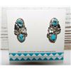 Image 3 : Navajo Kingman Turquoise Post Earrings Sterling Silver