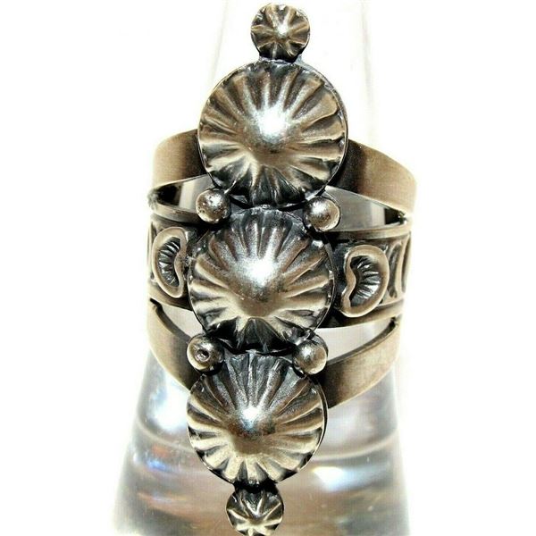 Navajo Gene Natan Ring Sz 9.5 Sterling Silver Statement