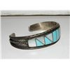Image 2 : Vintage Zuni Inlay Bracelet Turquoise Jet Sterling
