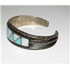 Image 3 : Vintage Zuni Inlay Bracelet Turquoise Jet Sterling