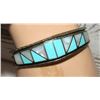 Image 5 : Vintage Zuni Inlay Bracelet Turquoise Jet Sterling
