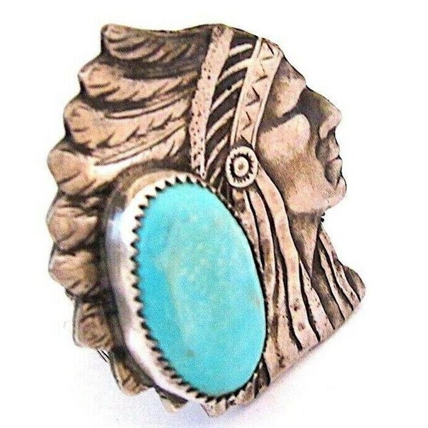 Navajo Indian Chief Ring Size 9 Sterling Silver
