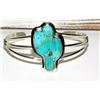 Image 1 : Navajo Turquoise Cactus Bracelet Sterling Silver Native