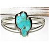 Image 2 : Navajo Turquoise Cactus Bracelet Sterling Silver Native