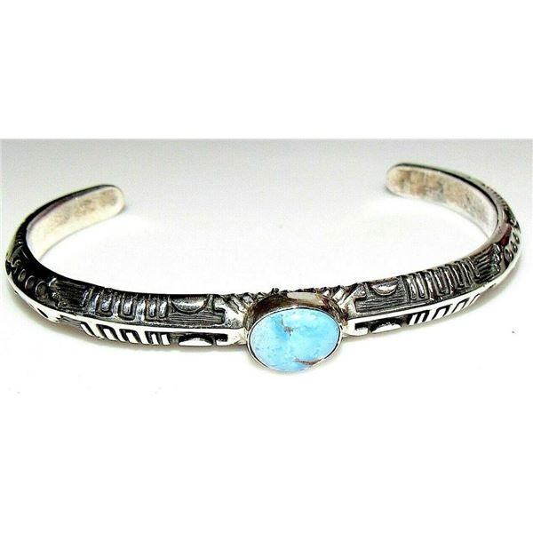 Navajo Golden Hills Turquoise Bracelet Sterling Silver