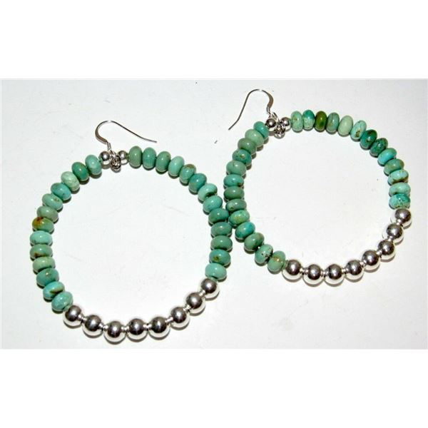 Navajo Rolled Turquoise & Sterling Navajo Pearls Beads
